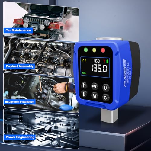 Digital Torque Wrench Adapter 1/2" Drive 5-99.5 Ft.lb/6.75-135NM, Electronic Torque Adapter with 1/4” & 3/8” Converters LCD Display ±1% Accuracy for Bike Car & Motorcycle Maintenance DIY - size: 1/2" 5-99.5 FT.LB Digital Torque Adapter