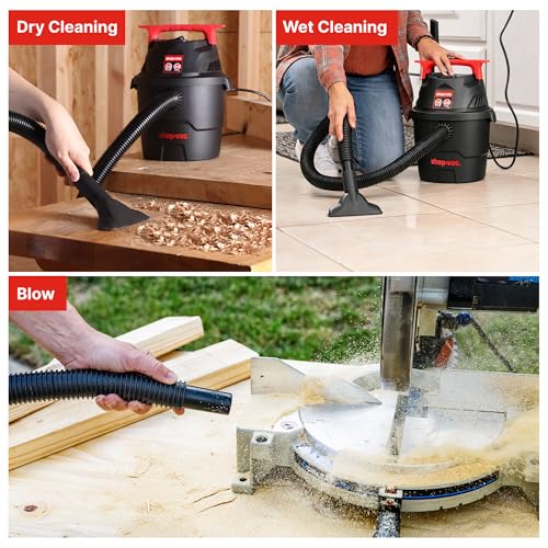 Shop-Vac 1.5 Gallon 2.0 Peak HP Wet/Dry Vacuum, Small Portable Shop Vacuum with Attachments, Mini for Garage, Car, Home and Pet
