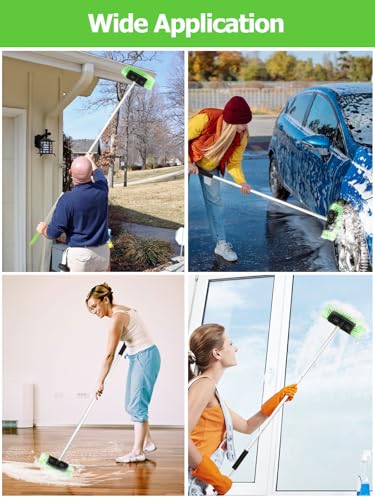 Jisejima Five-Sided Car Wash Brush with Long Handle,Soft Bristle Scrub Cleaning Mop with Extendable Handle for Car, SUV, Truck, Caravan, Boat, House Siding, Sweep Snow 60”/151cm