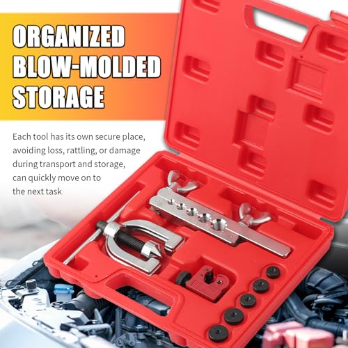 3/16" Brake Line Kit,Universal Brake Line Flaring Tool Kit with 24 Inverted Fittings & Tube Bender,Portable Brakes Lines Repair Kits as Automotive Tools for Most Hydraulic Systems