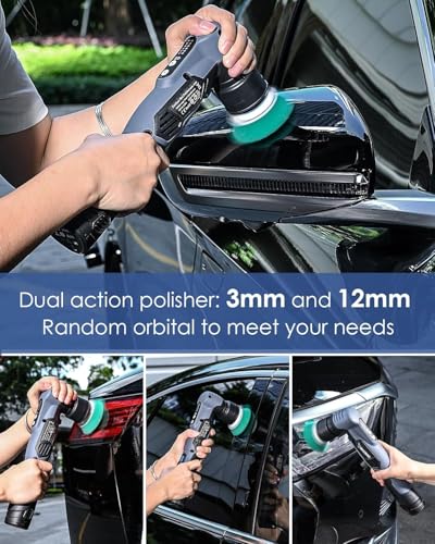 Cordless Mini Polisher, 2/1.5-inch DA/RO Mode Mini Buffer for Car Detailing | 12V Polisher 2*2.0Ah Batteries 6 Variable Speeds, 53 Accessories Lightweight Mini Buffer for Car Polishing/Waxing/Finishing
