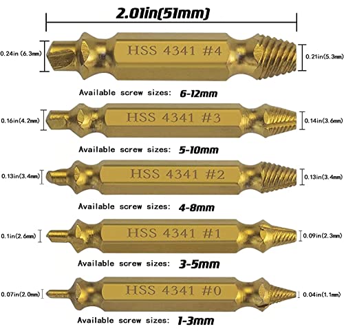Damaged Screw Extractor-Kit Stripped-Screws Removal-Tool - Broken Screw Extractor Speed Out Screw Extractor Set 6PCS Cooswai