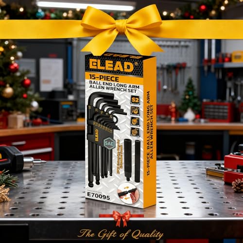ELEAD 15-Piece SAE Hex Key Allen Wrench Set with Extension Bar, 3/64-3/8 Inch, Long Arm Ball End Design, Heat-Treated S2 Steel - style: 15PCS SAE
