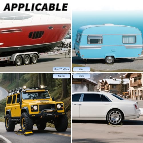 Vacallity Wheel Chocks for RV Trailer Car Truck, Upgrade Rubber Wheel Chocks with Rope Easy to Use,Camper Travel Chock Blocks Wheel Immobilizers & Chocks (6.2" 4pair) - size: 6.2" 4pair
