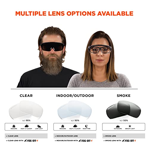 Ergodyne Skullerz OSMIN OTG Safety Glasses, Anti Fog, Over the Glasses Anti Scratch Protective Eyewear - color: Clear Lens