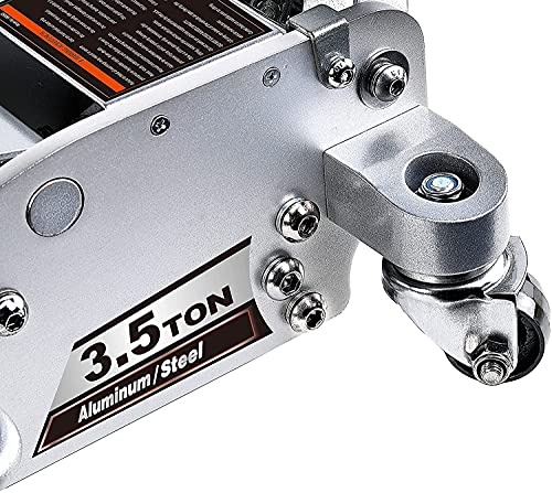 Power Zone Dual Pump Quick Lift 3-1/2 Ton Aluminum and Steel Racing Jack, Lift Range: 4-1/8” to 18-5/16”, Silver (680063-A)