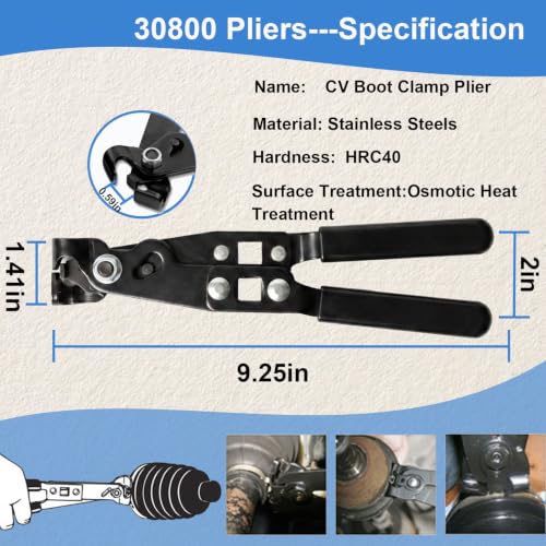 30800 CV Boot Clamp Pliers, 9 in Ear Type Joint Tool | Universal Axle Crimper for Auto ATV Crimp & Remove, Used with Torque Wrench
