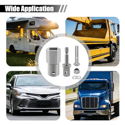 Trailer Jack Drill Adapter, Towing Vehicle Jack Crank Handle Cordless Power Drill Adapter Kit with 1/2" Socket, Auto Replacement Accessories, Universal for RV Campers Utility Trailer
