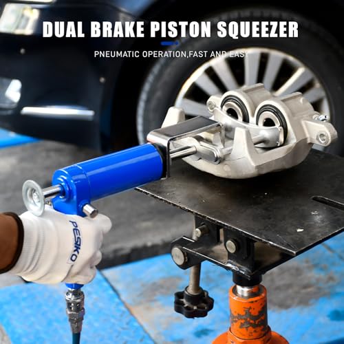 Pneumatic Dual-Piston Caliper Brake Caliper Compression Tool | Air Operated, Heavy Duty, Brake Piston Compressor, Easy Brake Pad Replacement