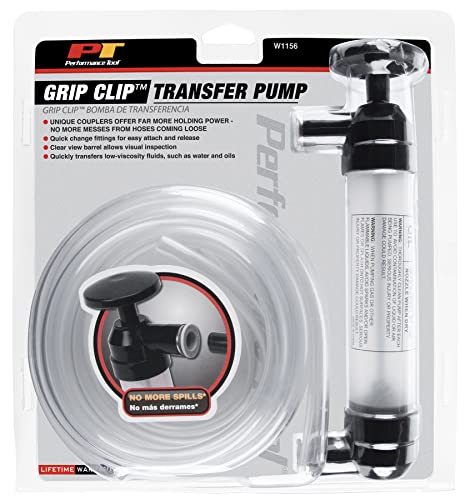Performance Tool W1156 Grip Clip Transfer Pump/ Siphon Fluid Transfer Pump Kit for Water, Oil, Liquid, and Air, Black/Clear, 48-inch Hoses - style: Multi-Use Transfer Pump (Grip Clip)
