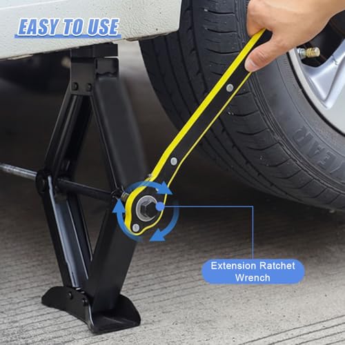 2PCS Car Scissor Jack Kit, Max 2 ton (4,409 lb) Capacity Automotive Lift Jacks Tool with Ratchet Wrench, Portable Heavy Duty Vehicle Tire Emergency Repair Accessory for SUV, MPV (Black)