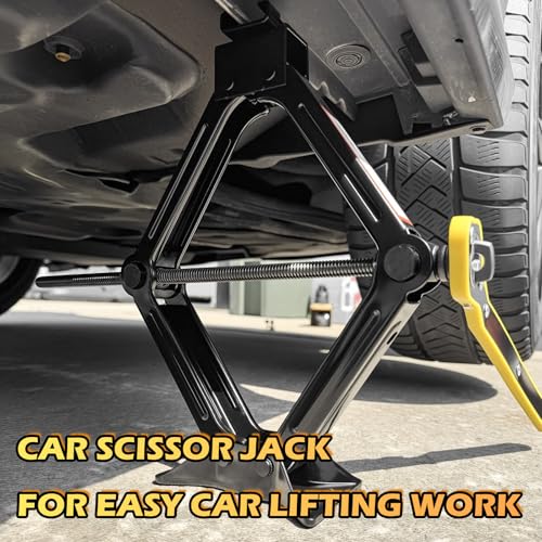 1T Scissor Jack for Car with Ratchet Wrench Kit,Heavy Duty Scissor Car Jack Kit for Cars Lifting Jobs Easy Tire Change,Essential Cars Scissors Jacks Lift Range 3.11"-12.4"