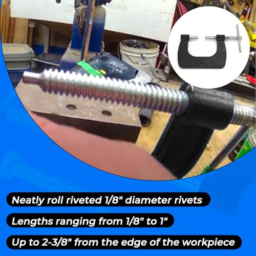 1/8" Semi Tubular Rivet Tool Kit with Column Rivet Tool | 50-Piece Kit for Tonka, Buddy L, Pinball Machines, Vent Windows & Coleman Gear Restoration - size: Add Column Rivet Tool