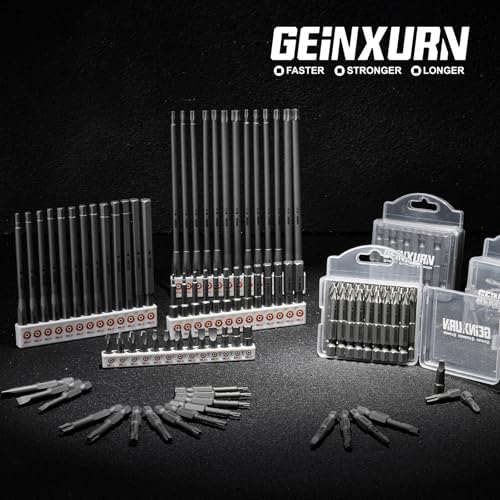 Geinxurn 52Pieces Fixedge Screwdriver Bit Set, 4Inches Magnetic Alloy Steel Phillips/Slotted/Square/Torx/Hex/Security Torx Insert Power Bits Tips with Storage Organizer for Home Repair - style: FXMX100-052