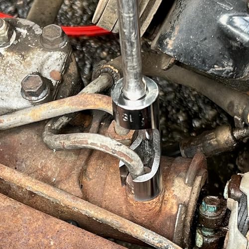 7PCS SET Difficult Access Diesel Injector Fuel Line Socket Set Difficult Access Flare Nut Wrench Spanner for Wired Temperature Sensors, Thermo Switches, ABS Tube, Master Cylinder, Coolant,10-19mm - size: 7PCS SET