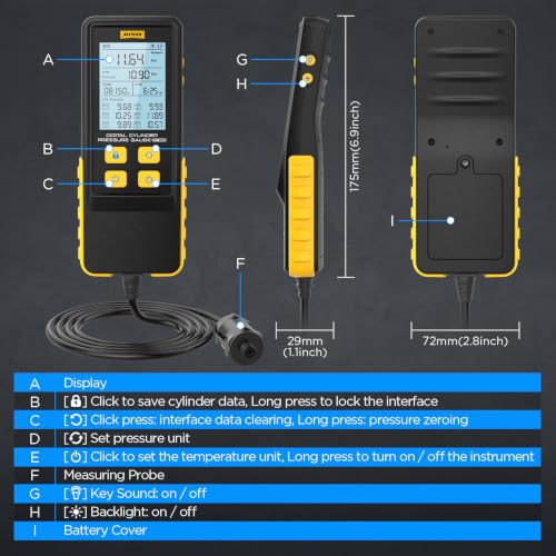 AUTOOL Digital Compression Tester Automotive Compression Gauge 0-426PSI 0~29bar for Petrol Engine Cylinder Compression Test Kit with Adapters & Hoses, 6 Data Saving, Backlit Screen