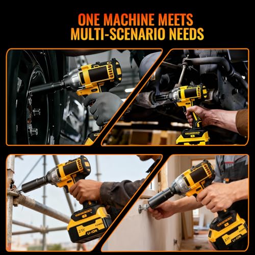 Cordless Impact Wrench: Brushless 1/2-inch Power Impact Gun Kit, High Torque Electric Impact Driver with Lithium Battery & Fast Charger, 4 Sockets & Drill Bit Kit - style: Package B