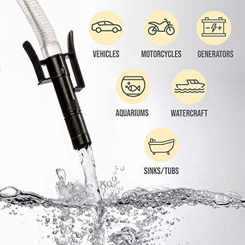 Deway Auto Fuel Transfer Pump, D Battery, Auto-Stop with Beep, 2.4 GPM Flow | Hands-free liquid transfer for cars, generators, ATVs, and lawn equipment. - style: Auto-Stop with Beep