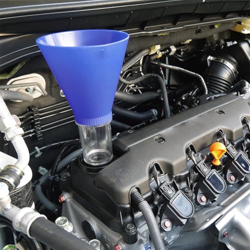 Car Engine Oil Funnel, Vehicle Threaded Locking No Spill Spout Directly into Filler Funnel, Automotive Diesel Change Tool Accessories, Compatible with Avalon Tercel Venza (Blue) - color: Blue