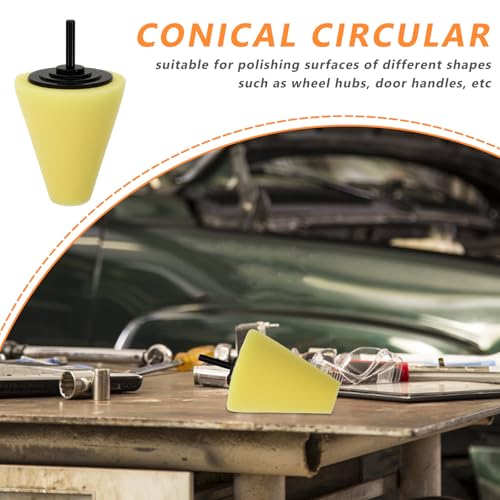 Car Polishing Wheel Sponge Buffing Pad for Drill with Conical Design, Easy to Install, Yellow Sponge Polishing Kit for Car Wheel Hub Detailing and Cleaning