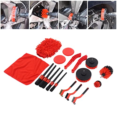 18pcs Car Wash Cleaning Tools Kit, Car Detailing Brush Set with Collapsible Bucket Wash Mitt, Tire Brush for Cleaning Automobile Interior, Exterior, Wheels, Dashboard, Leather, Air Vents