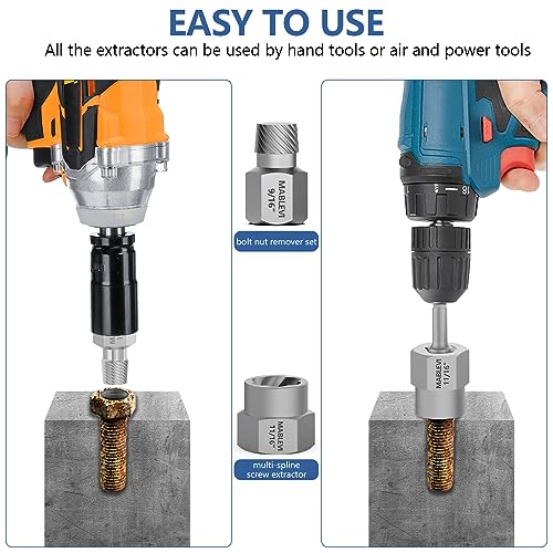 MABLEVI 49 Pcs Screw Extractor Bolt Extractor Set, Left Hand Drill Bit Set, Easy Out Multi-Spline Stripped Bolt Remover for Broken Rusted Nuts Bolts Screws - size: 49-piece