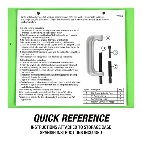 OEMTOOLS XL C-Frame Ball Joint Press Kit, Press Fit Removal for Trucks - style: XL C-Frame Ball Joint Press Kit