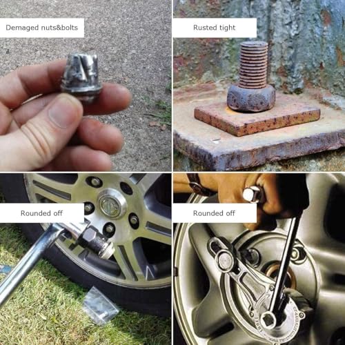 11pcs Twist Socket Set, 9-19mm Lug Nut Remover Set Damaged Bolt Screw Nut Extractor Tool Set Including a Punch Rod - size: 9-19mm 11pcs