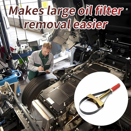 Heavy Duty Oil Filter Wrench Adjustable 9-15cm, 1-Pack Extra Large Truck Oil Filter Removal Tool Compatible with Semi Trucks, Tractors, Excavators