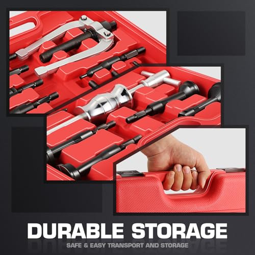 DNA Motoring 16 pcs Blind Hole Collet Bearing Seal Puller Extractor Set, Slide Hammer Pilot Insert Inner Internal Bearing Removal Tool Set, TOOLS-00573