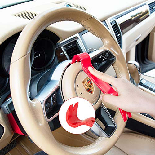 8 Pcs Auto Trim Removal Tool Kit Plastic Pry Tool & Clip Remover Pliers for Car Panel Dashboard Door Clips and Upholstery,No Scratch Plastic Trim Repair Tools Set-Red