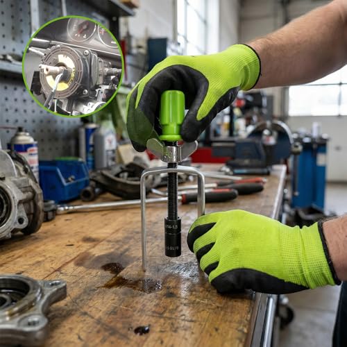 Steering Wheel Lock Plate Remover, Steel Lock Plate Removal Tool with 9/16''-18 Reversible Adapter, Wheel Compressor Puller Tool Snap Ring Remover for Most Vehicles