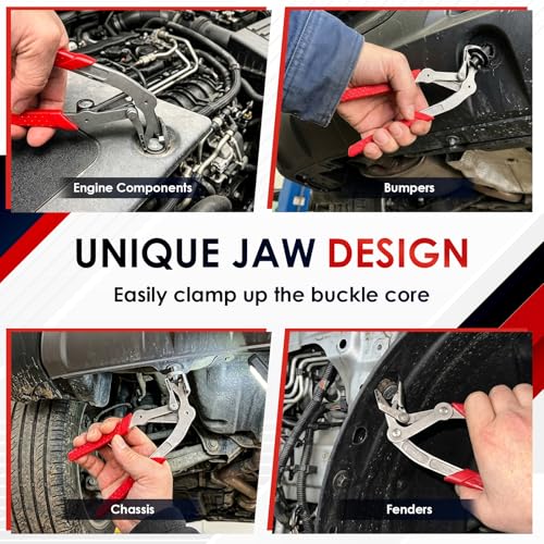 Qivine Car Clip Pliers, Auto Fastener Clip Removal Tool, Spring-Loaded Car Clips Removal Pliers with Anti-Slip Grip for Auto Door Panels Without Damage