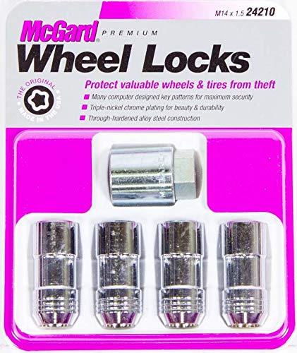 McGard 24210 Chrome Cone Seat Wheel Locks (M14 x 1.5 Thread Size) - Set of 4 - color: Chrome