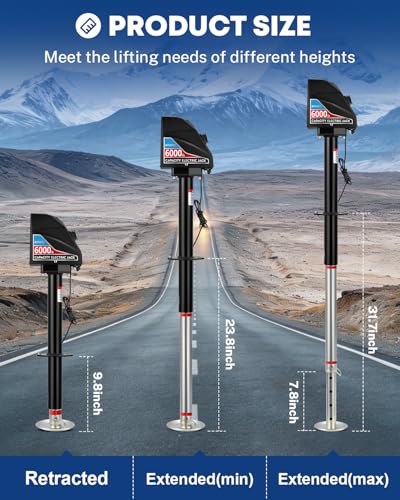 Kohree Electric Trailer Jack 6000 lbs, Heavy Duty RV Electric Power Tongue Jack for Travel Trailer A-Frame Camper, with Manual Crank Handle & Weatherproof Jack Cover, 22" Lift, 12V DC with Wiring - size: 6000 LBS with Standard Wiring