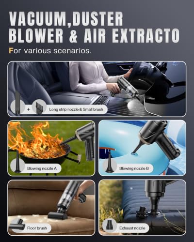 Handheld Vacuum Cleaner, 21000Pa Cordless 4-in-1 Mini Car Vacuum | Brushless Motor, 2 Suction Modes, LED Light and USB-C Charging for Car, Office Desk and Keyboards