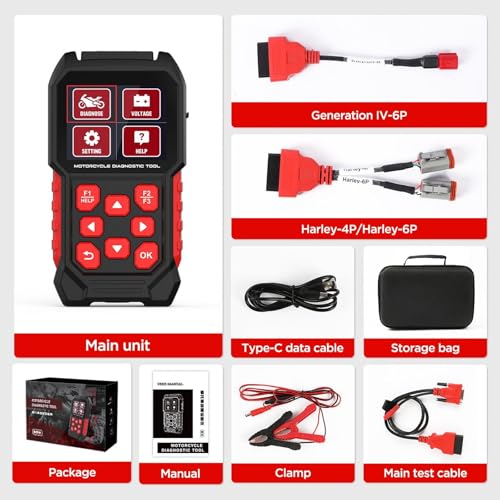 M4 Motorcycle Diagnostic Tool for Harley-Davidson, 17 Languages | Full-system 4-Pin/6-Pin motorcycle scanner with code reading and clearing, live data, service resets and active tests