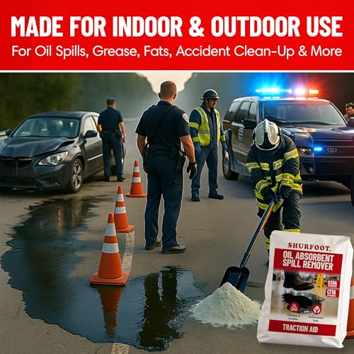 SHURFOOT 44lb Non-Slip Oil Absorbent - Provides Ice Traction & Vapor Suppression - Spill Control for Blood, Water & Oils - USDA Approved - Floor Dry Absorbent Odorless - Fire-Safe & Dustless - size: 44 LB