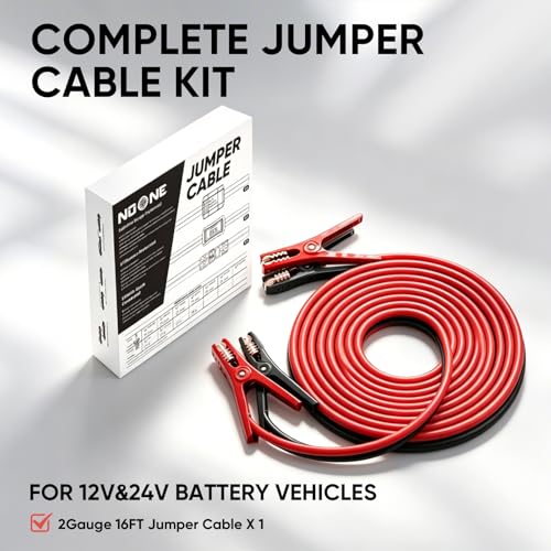 NOONE Jumper Cables for Car Battery - 2 Gauge 16 FT 800Amp Heavy Duty Automotive Booster Jumper Cables for Jump Starting Dead or Weak Batteries (2AWG x 16Ft) - size: 2Gauge x 16FT