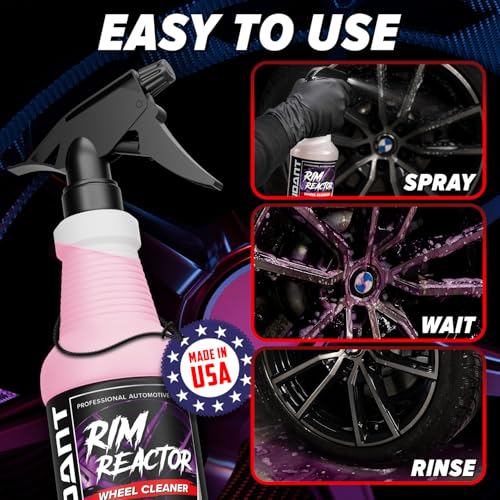 Carfidant Rim Reactor Wheel & Rim Cleaner Spray – Removes Brake Dust & Grime - Thick Gel, Dilutable - pH Neutral, Non-Acidic Tire Cleaner - Safe for Chrome, Black, Painted & Alloy Wheels - 16 fl oz - size: 16 Fl Oz (Pack of 1)