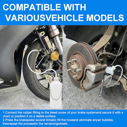 Brake Bleeder Vacuum Pump Kit, 1L Brake Bleeder Bottle with Hose, Fluid Collection Container for Motorcycle & Car Brake Bleeding, Includes Dropper - size: Brake Bleeder Tool-1pcs