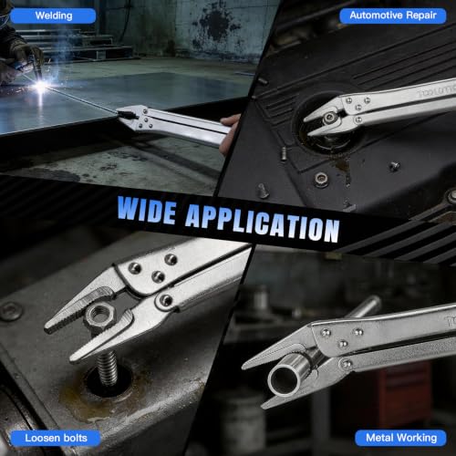15" Long Reach Locking Pliers Needle Nose Vice Grips | Extra Long Nose Narrow Spaces Fast Release Design Automotive, Welding, Home Repair Straight Head - color: Straight