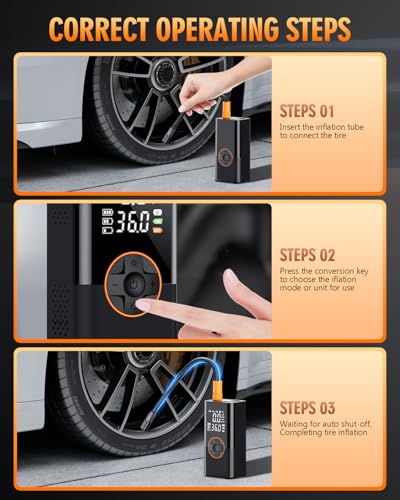 Tire Inflator Portable Air Compressor, 150 PSI Air Compressor with Digital Pressure Gauge, 3X Faster Portable Air Pump for Car, Motorcycle, Bicycle, Ball and More(Black)