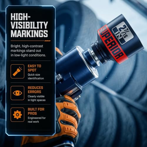 8 Piece 3/4”Drive Shallow Impact Socket Set, 2-1/16”-2-1/2”Axle Nut Sockets, SAE, CR-MO, 6 Point, Tools for Removing Mechanical Nuts, Large Automotive Repairs, Agricultural implement - size: 3/4" SAE