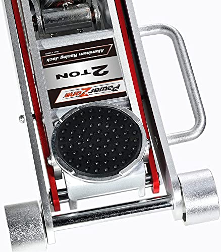 Power Zone 680060 2-Ton Dual Pump Quick Lift Aluminum Hydraulic Racing Jack, Lift Range: 3-1/2” to 16-1/2”, Silver