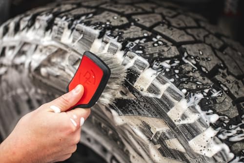 Detail Factory - ProGrip Tire Brush - Ergonomic ProGrip Handle, Stiff Synthetic Bristles, Ergonomic Design, Clean Your Tires with Ease - Red - color: Red, size: Standard