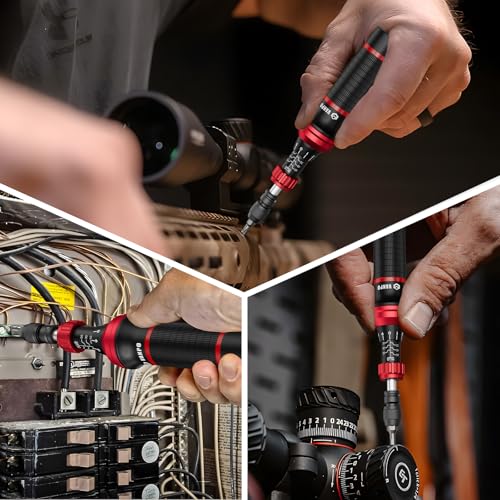 VANPO Torque Screwdriver, 10-60 In-lb, 24 Piece, Click Style for Gunsmith | 1 in-lb Increment, Grip ergonomics, 1/4 Inch Torque Wrench Screwdriver Set with S2 Bits for Electronics, Bike & DIYer - size: 10-60 inlb