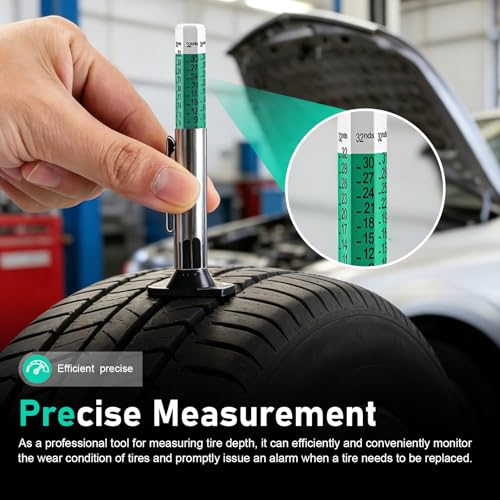 2 PCS Tire Tread Depth Gauge, Color Coded Tire Depth Gauge in 1/32 Inch, Tread Gauge Depth 32nds Measuring Tool, Fit for Car Semi Truck Tire Checker