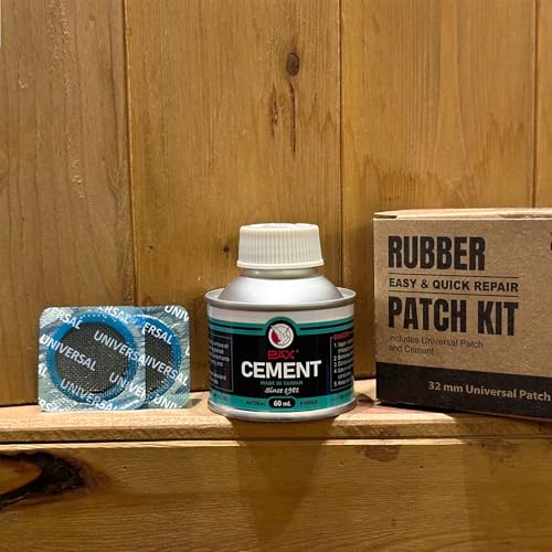 PAX 30 Pcs 32mm Round Universal Tire Patch Kit for Inner Tubes, with 60ml Green Rubber Cement, Tube Patch Kit for Bike, Motorcycle & Inflatable Tires (Not Plug, Not Sealant)