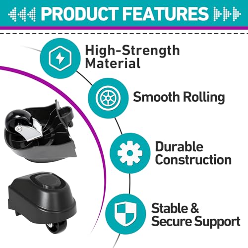 4 Pcs 12388 Foot Caster & 12293 Caster Wheel Compatible with Ridgid 6 to 16 | Fits WD16650M WD06350 WD1635M WD1245M Etc, Smooth Rolling, Rugged Heavy-Duty Workshop Casters, Tool-Free Quick Installation